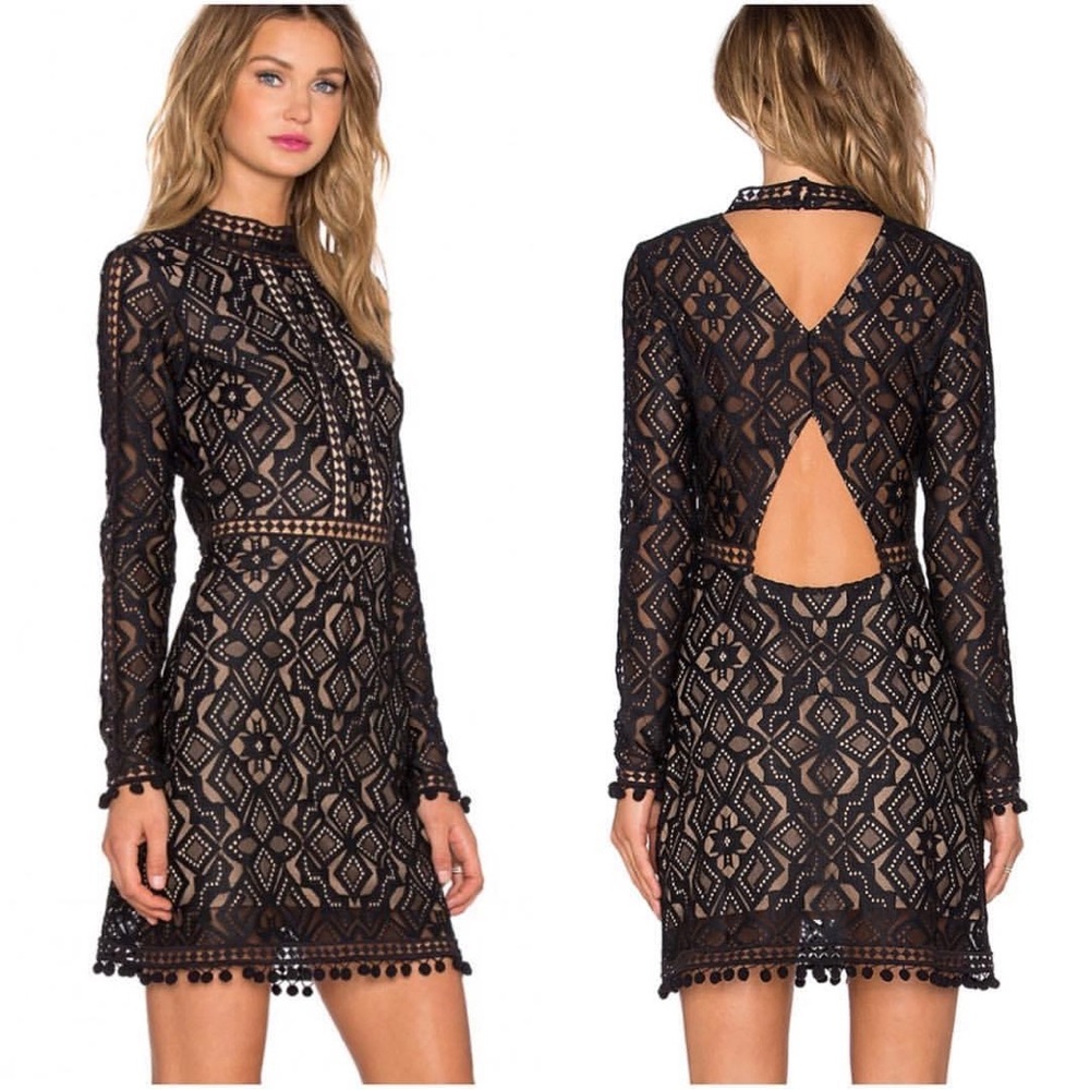 FOR LOVE AND LEMONS FLORENCE COCKTAIL DRESS BLACK